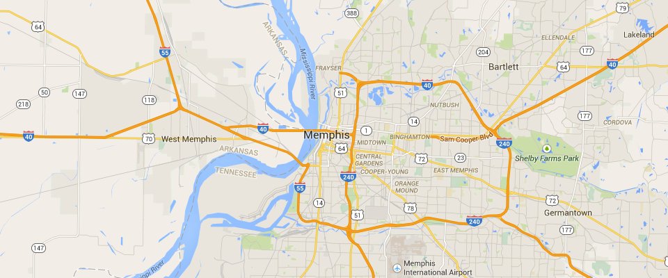 Memphis Dumpster Rental Service Area Map